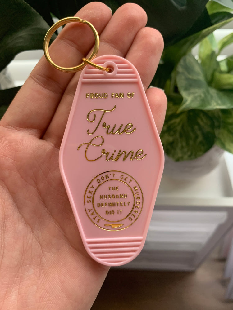 Pink True Crime Keychain