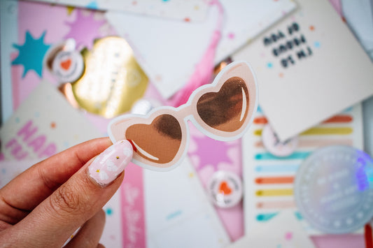 Heart Eye Holographic Sunglasses Sticker